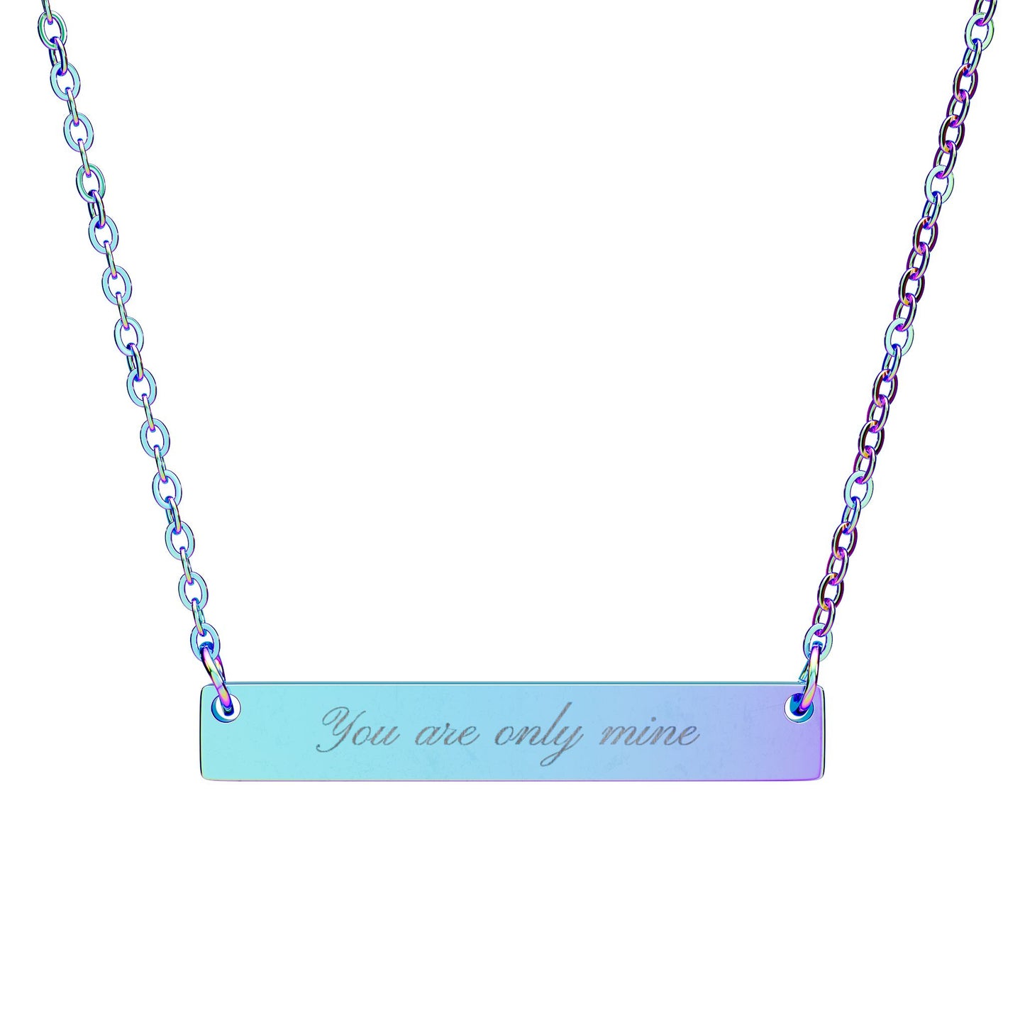 Engraved Horizontal Bar Necklace — Personalized Name or Message Pendant