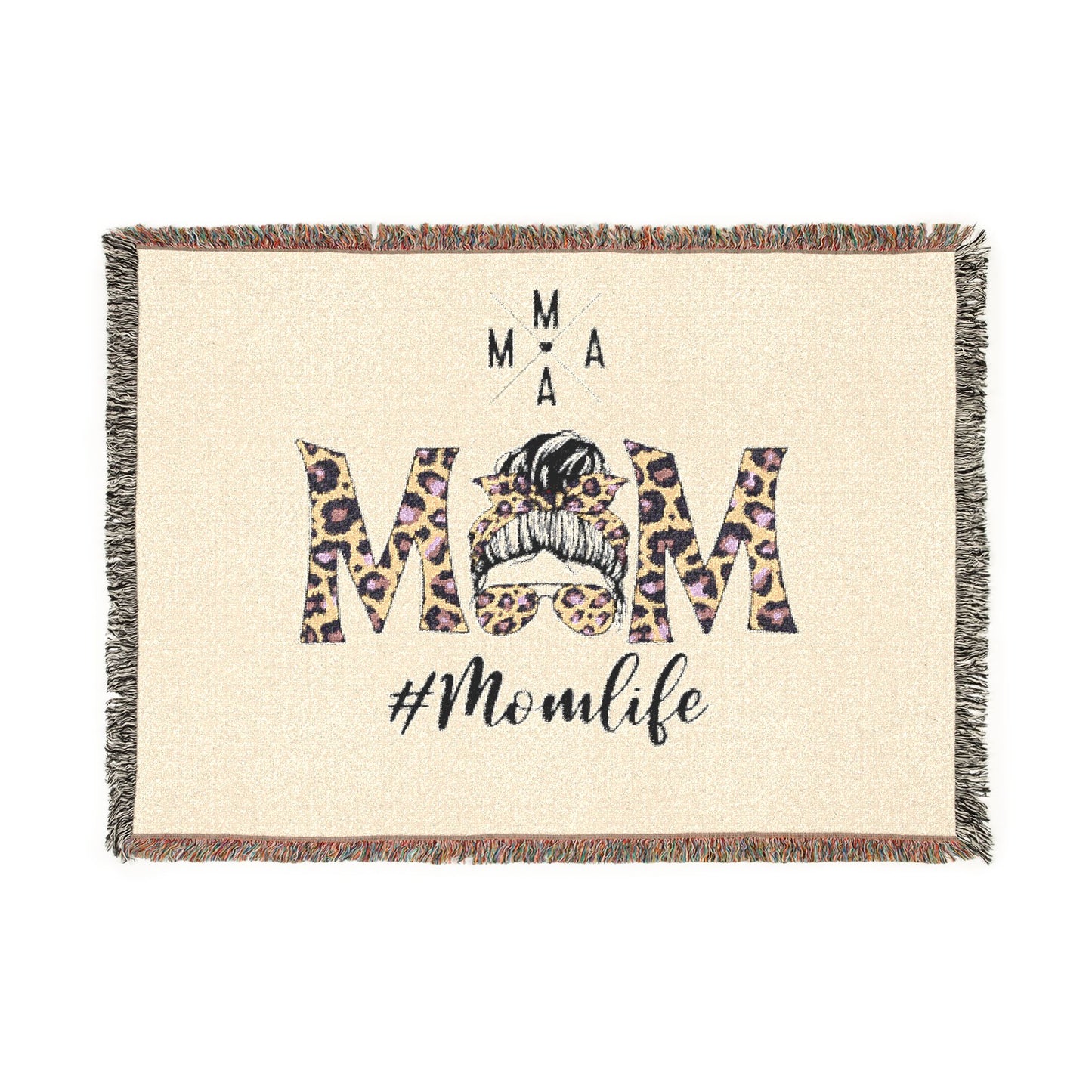 Mom Woven Blanket – #MomLife Leopard Accent Throw