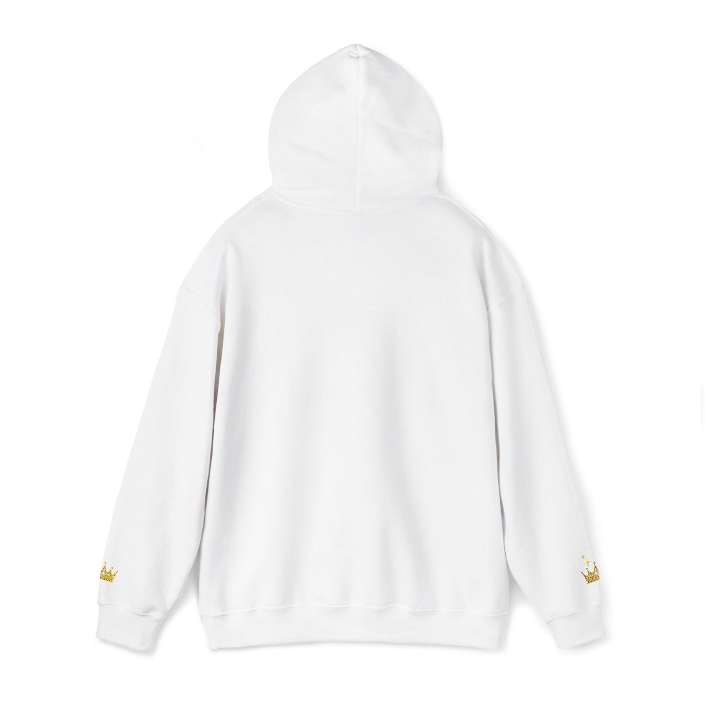 Queen Crown Hoodie — Glitter Gold "Queen" Graphic Hooded Sweatshirt
