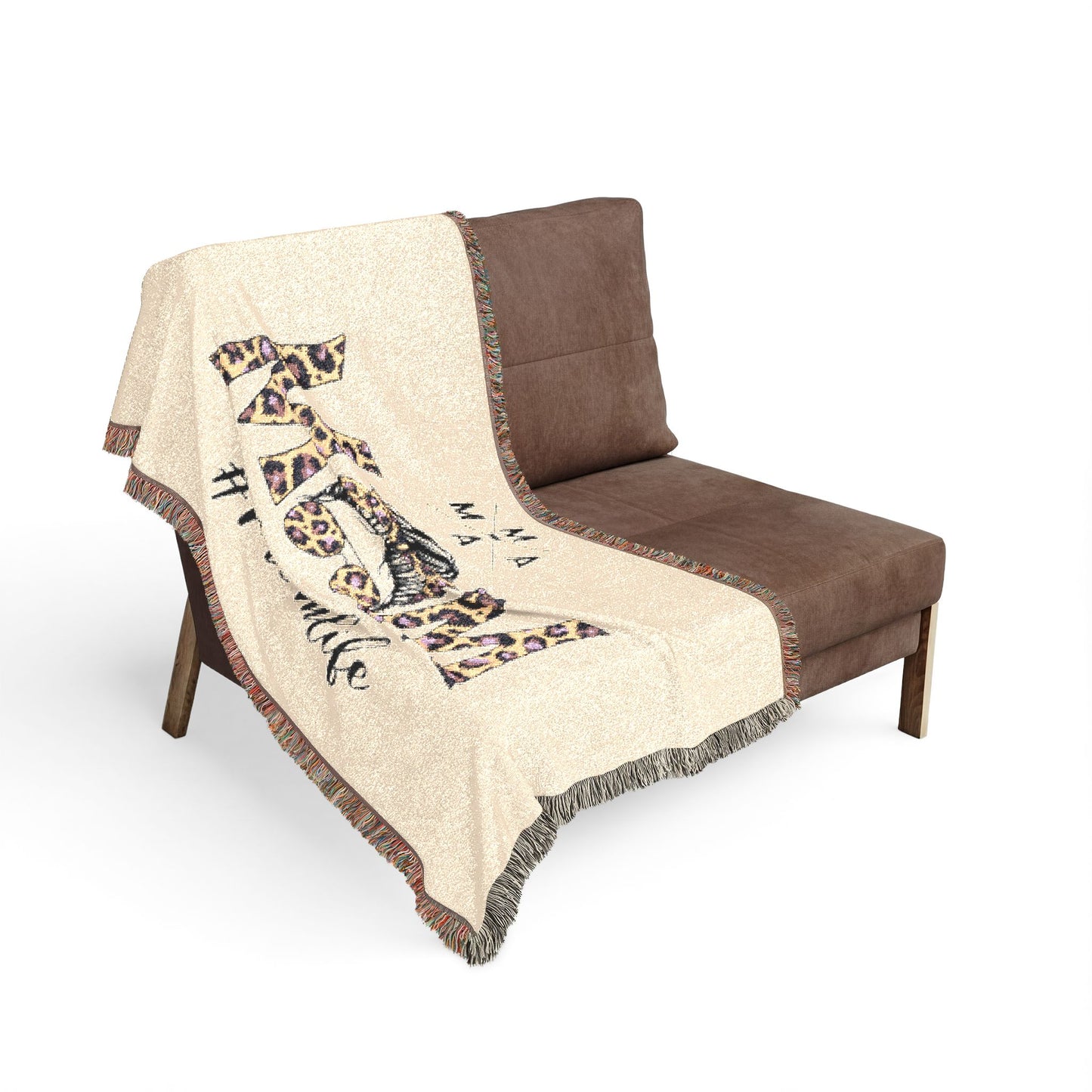 Mom Woven Blanket – #MomLife Leopard Accent Throw