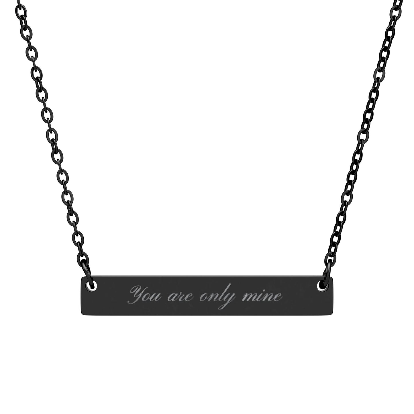 Engraved Horizontal Bar Necklace — Personalized Name or Message Pendant