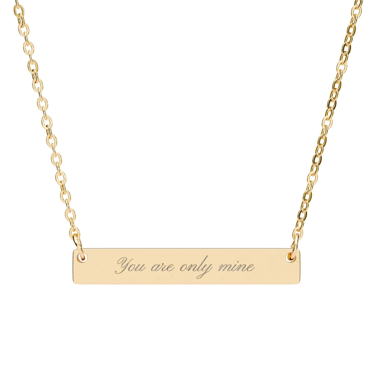 Engraved Horizontal Bar Necklace — Personalized Name or Message Pendant