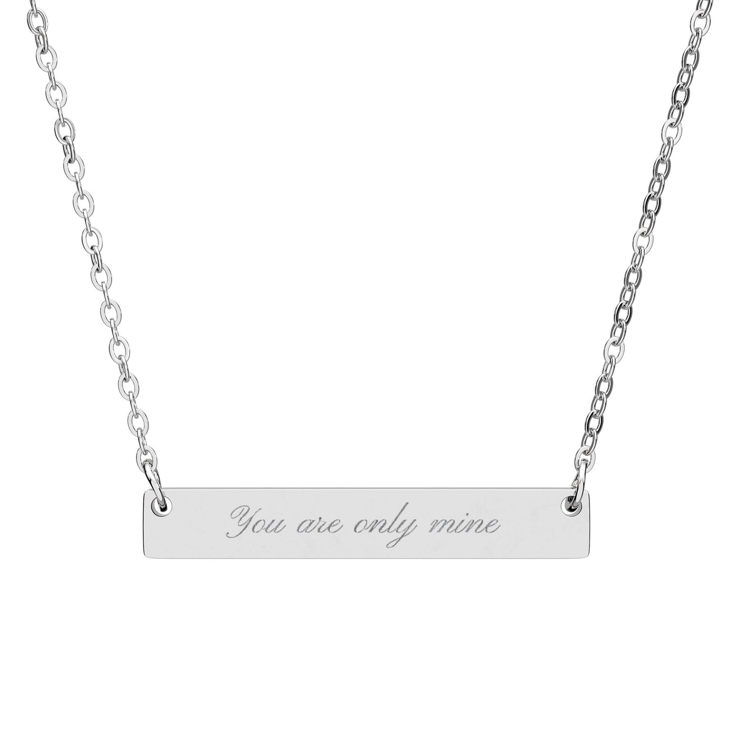 Engraved Horizontal Bar Necklace — Personalized Name or Message Pendant
