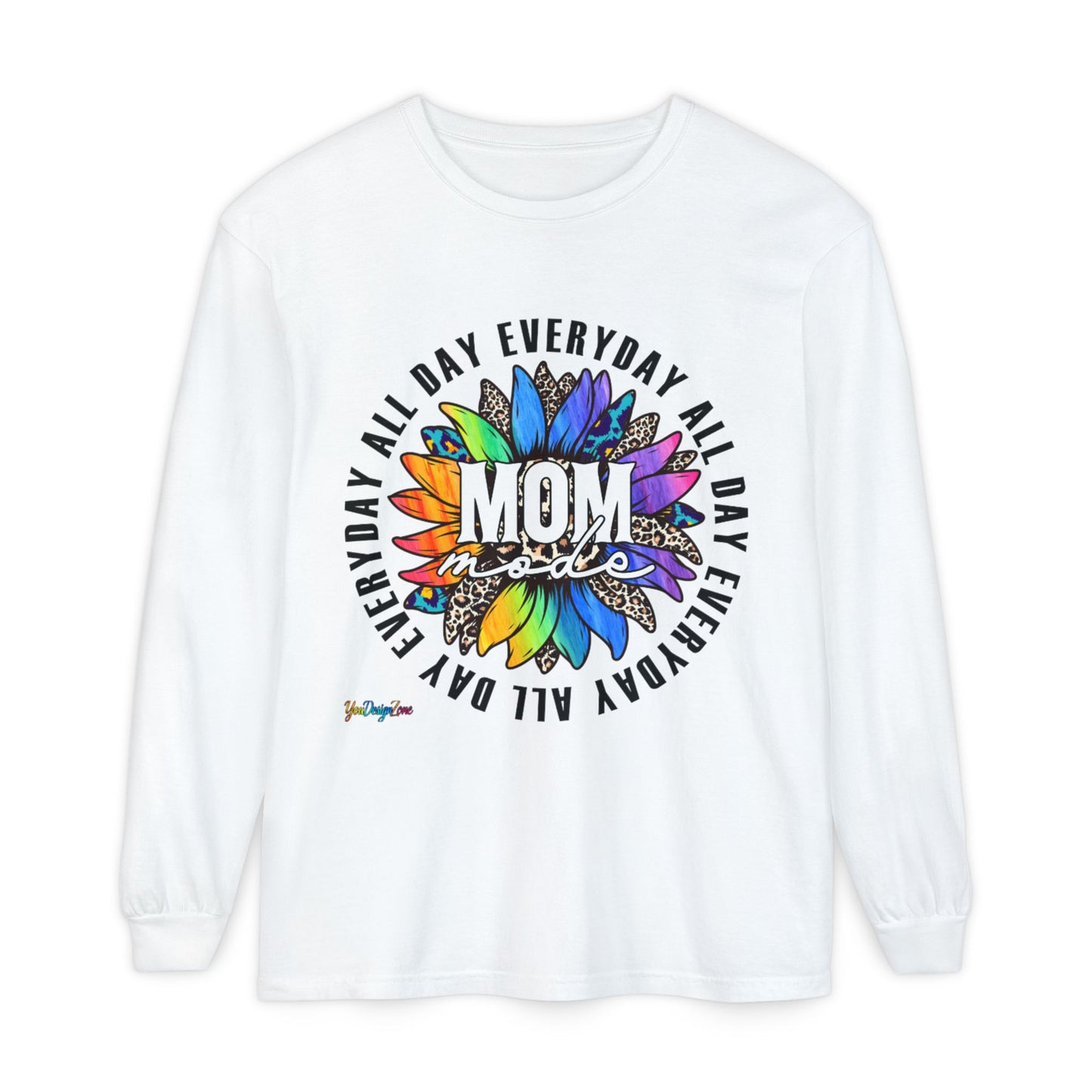 Mom Life Long Sleeve T-Shirt – "All Day Everyday" Floral Graphic