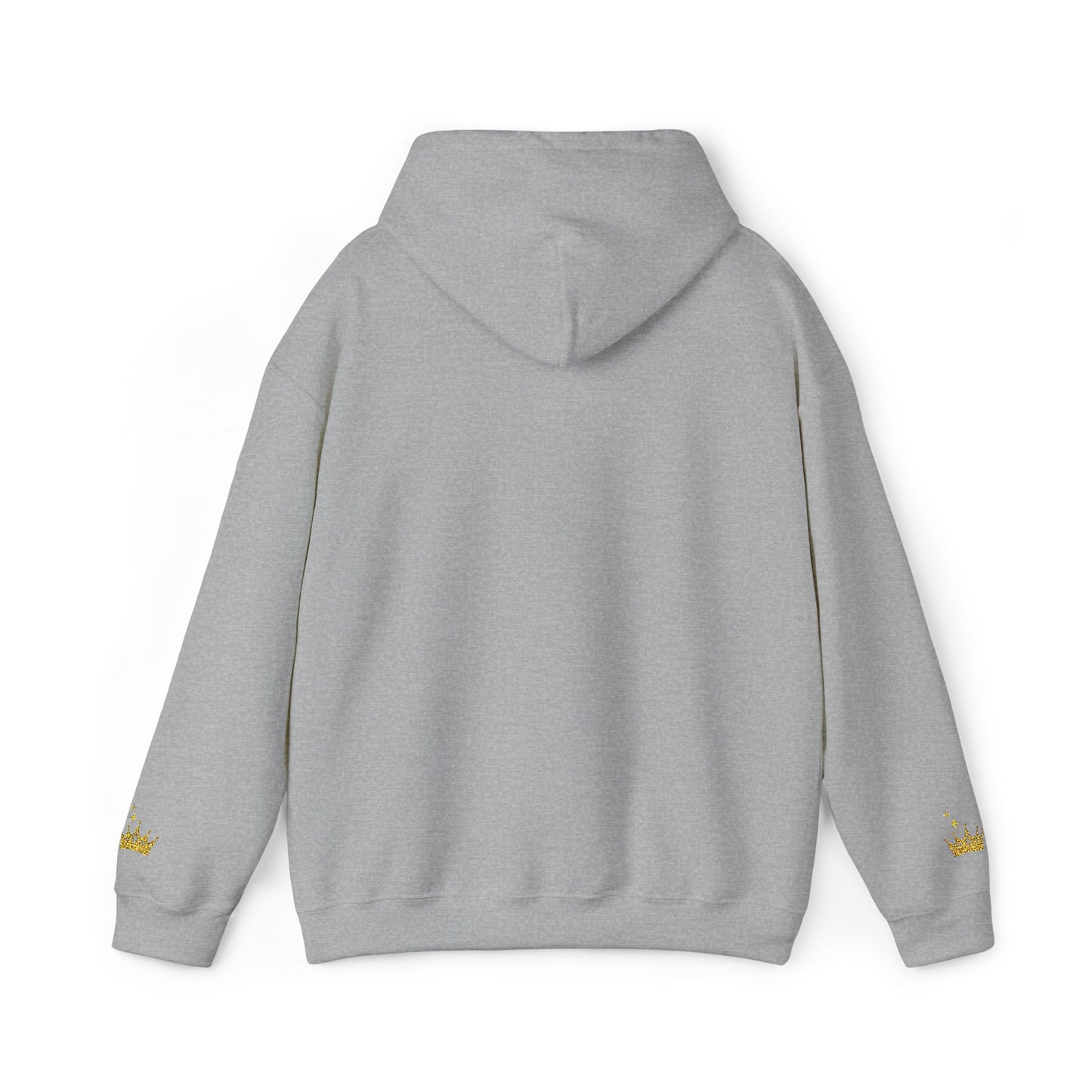 Queen Crown Hoodie — Glitter Gold "Queen" Graphic Hooded Sweatshirt