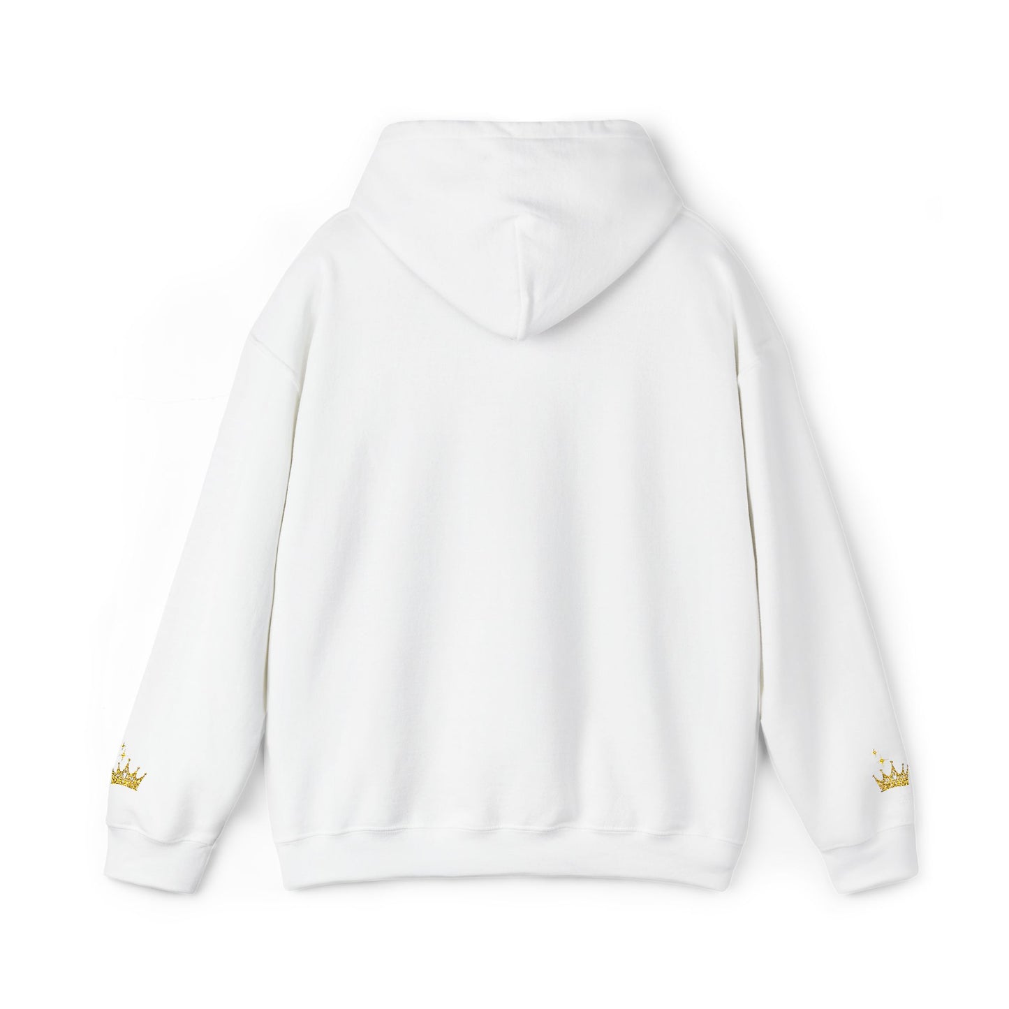 Queen Crown Hoodie — Glitter Gold "Queen" Graphic Hooded Sweatshirt