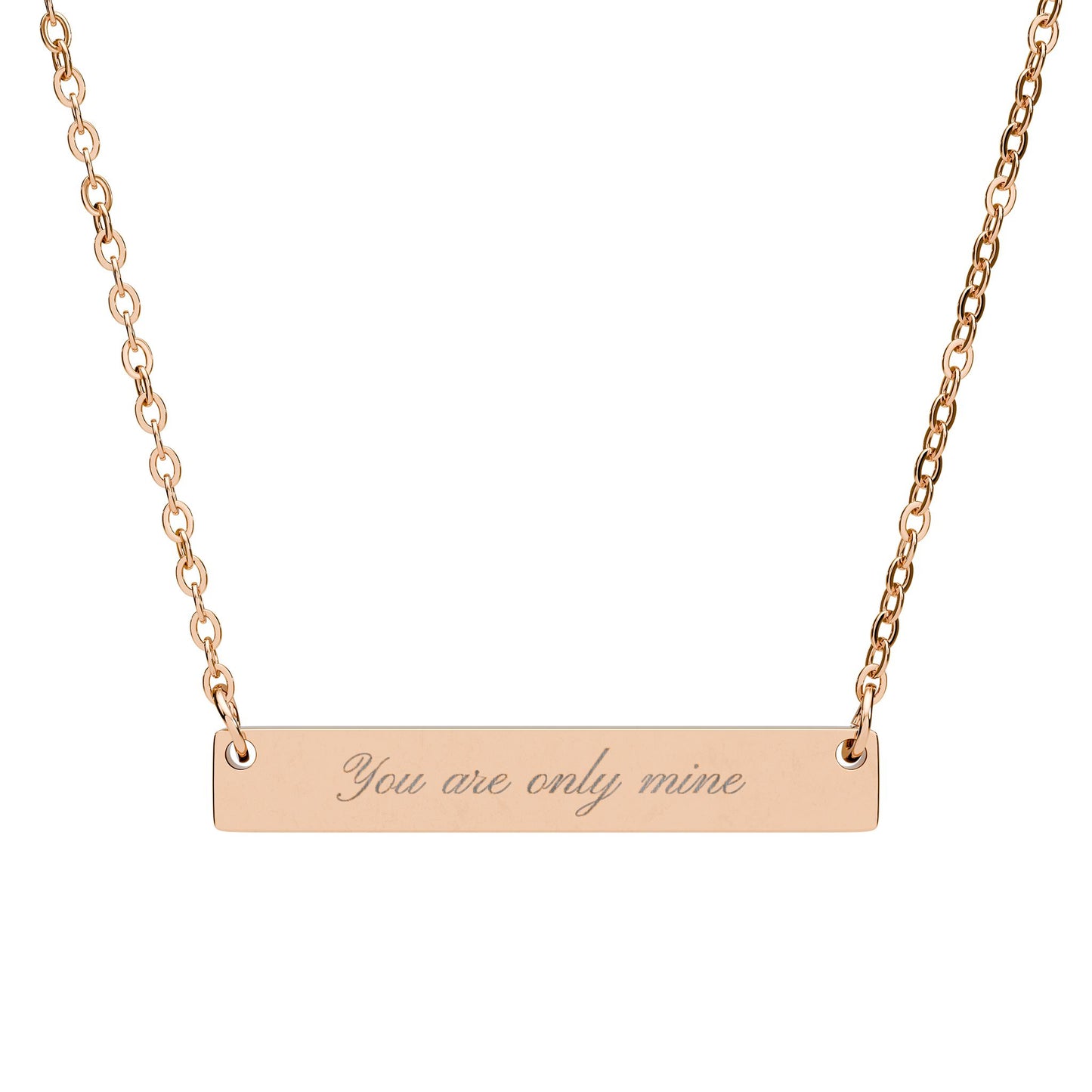 Engraved Horizontal Bar Necklace — Personalized Name or Message Pendant
