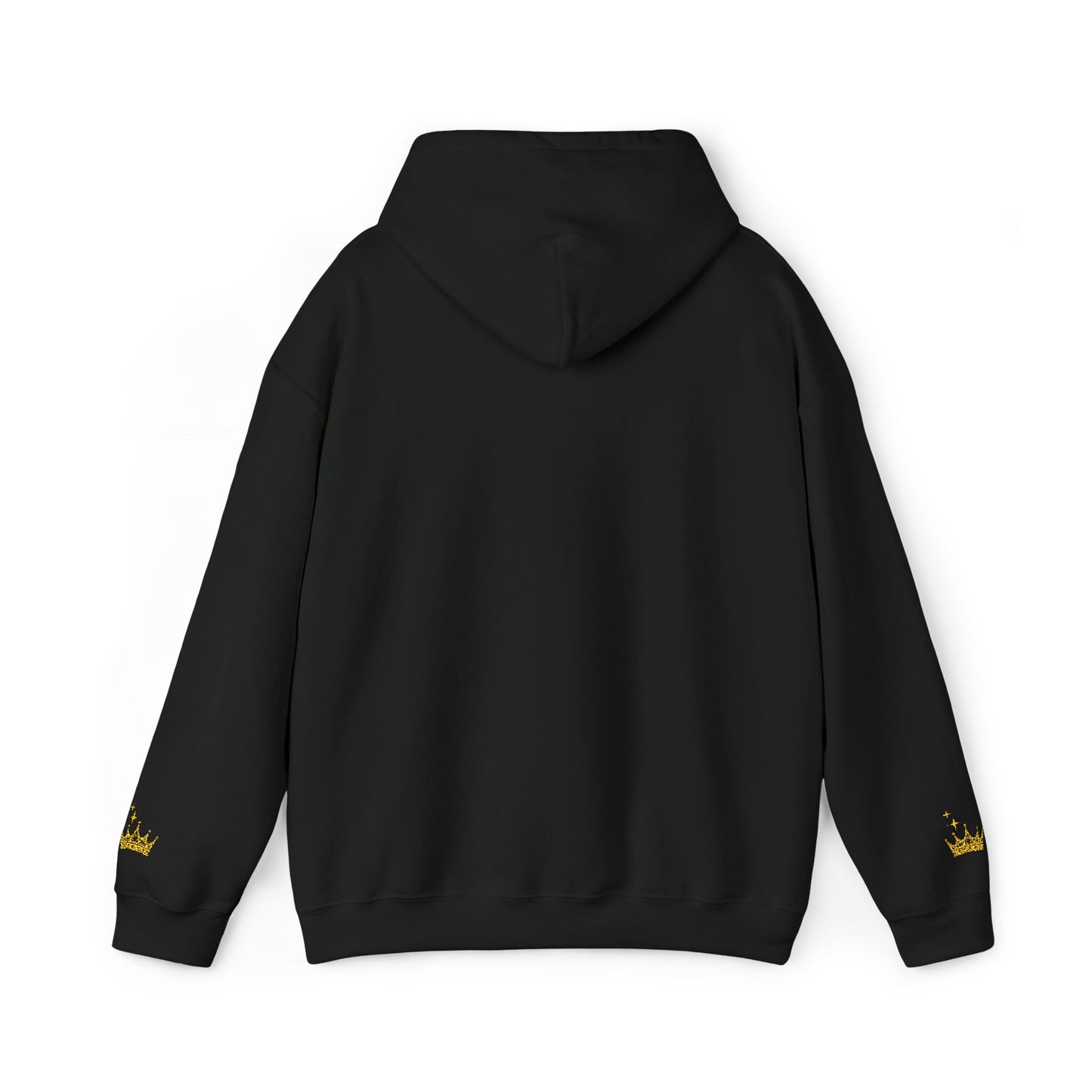 Queen Crown Hoodie — Glitter Gold "Queen" Graphic Hooded Sweatshirt